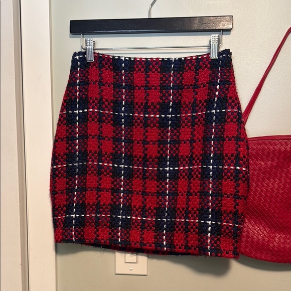 autres filles | Elegant Red, black & blue Plaid tweed Pencil Skirt - mini - med - Picture 1 of 6